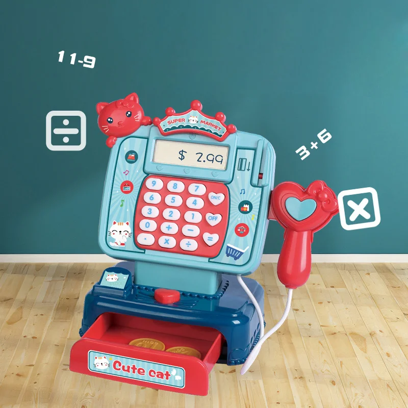 Supermarket Shopping Kids Simulation Cash Register Intelligent Calculator Scanner Mini Cash Register Pretend Play Toy