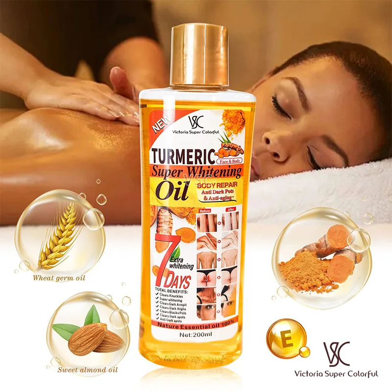 Hot Selling Turmeric Essence Oil Anti Aging Face Acne And Body Soothing Massage 200ml