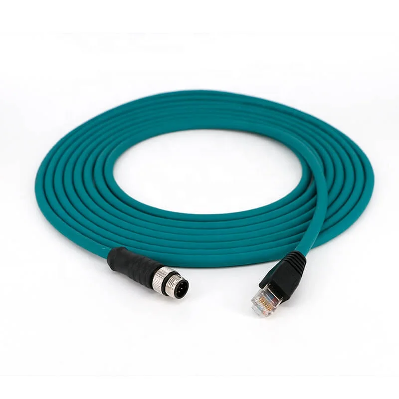 machine vision m12 8pin male connectors to RJ45 industrial ethernet cable cat6