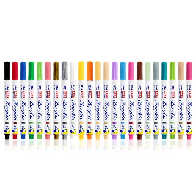 Soft Nib Acrylic Marker Pen with 12 color, Water-based cotton core ink, DIY Craft Projects, Ceramic, Glass, Canvas, Mug  LT-1120