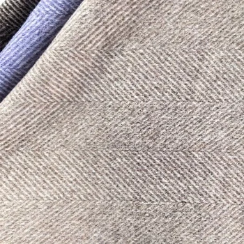 Winter Item Woolen and Poly Melton Tweed Garment Stock Fabric Plaid Woven Wool / Polyester