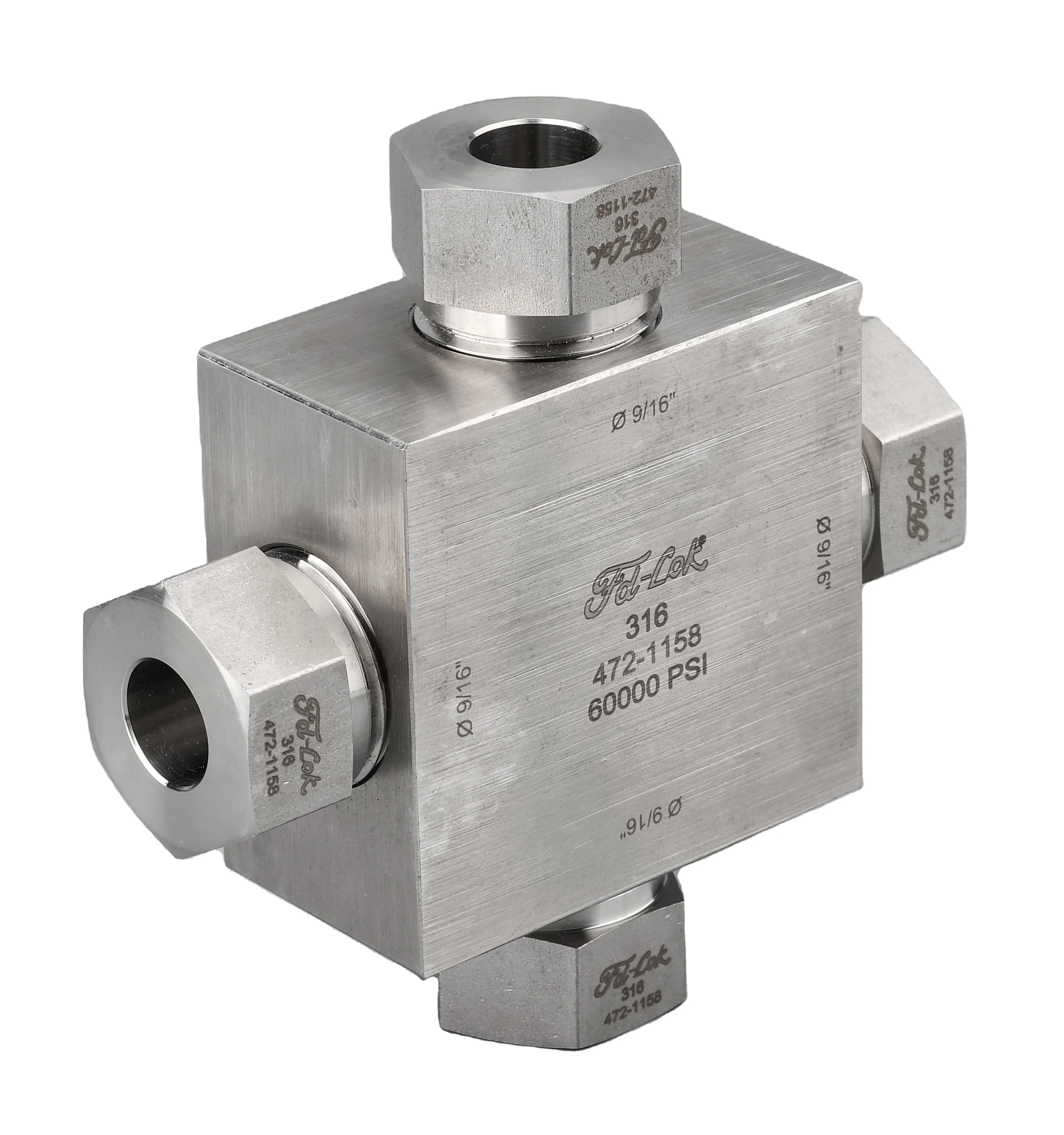 china supplier Ultra pressure 60000PSI stainless steel Tube fitting  Cross High Quality
