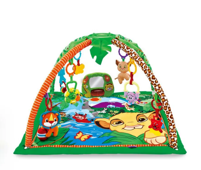 
cartoon animal cute design hanging toy activity gym baby play carpet crawling mat with musical keyboard 
