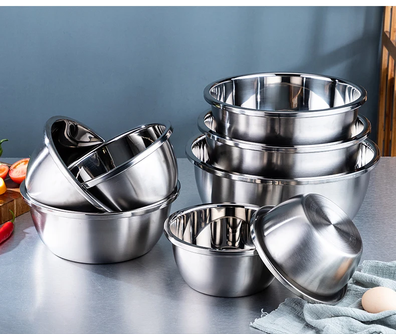 Modern wash fruit vegetable basin europe round deep bowl food wash mixing salad basin food grade stainless steel basin