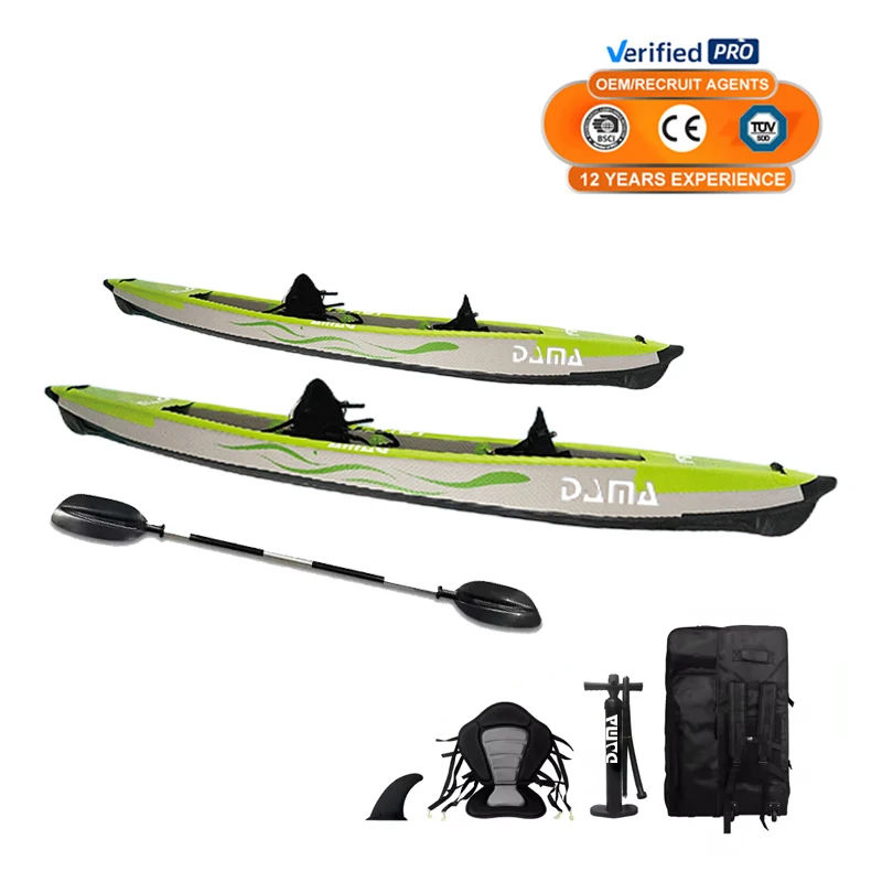 DAMA New Design Foldable Two-Person PVC Drop Stitch Inflatable Kayak for Drifting on Lakes and Rivers for Outdoor Fishing Rowing