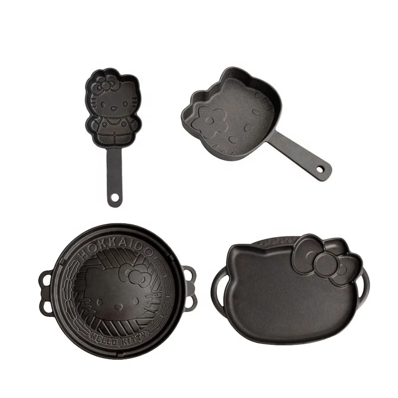 Kitty Cat Cast Iron Frying Pan Cute Cartoon Cat Pot Mini Frying Egg Pan Non-stick Breakfast Pot Fried Egg Mold