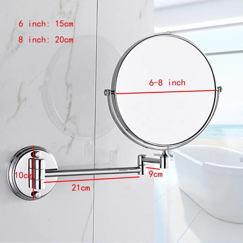 Круглое зеркало для ванной комнаты, настенное раздвижное зеркало для макияжа, зеркало для бритья