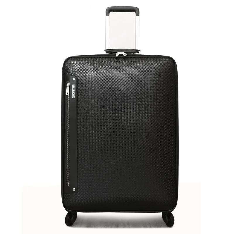 High Quality PU Leather Luxury Trolley Luggage Bag Men Large Capacity Black Designer Suitcases for Business
