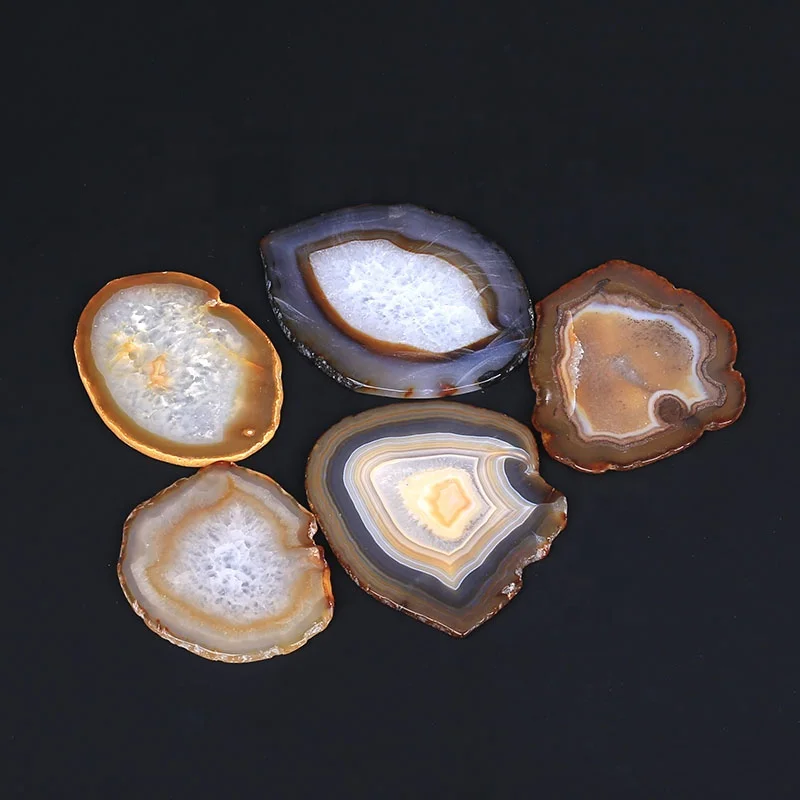 Super Quality Natural Crystal healing Agate Slices Flat Cup Coaster Stone Tray Agate Plate Chakra Sones For Decoration
