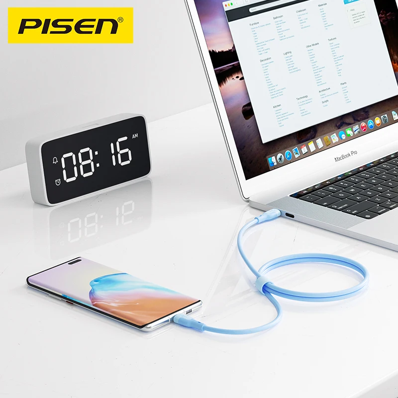 PISEN новый оптовый usb-кабель для освещения type-c tpe плетеный кабель быстрой зарядки передачи данных 3A и обычно
