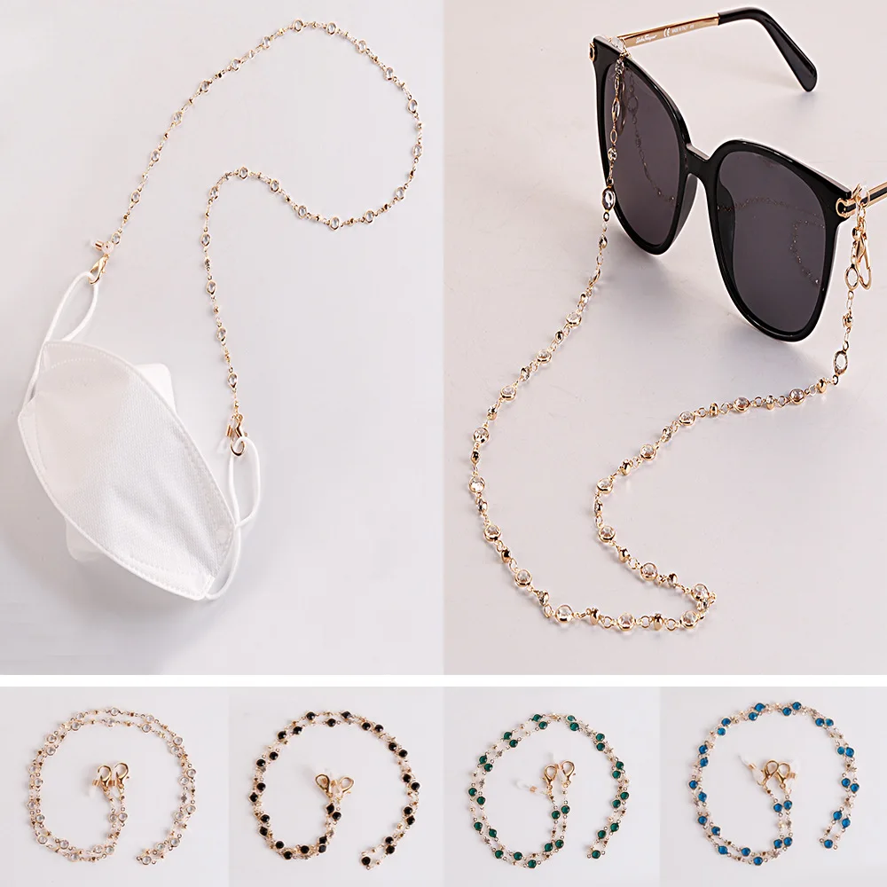 Crystal Rhinestone Eyewear Chain Gold Plated Fashion Chain For Sunglasses Metal Fancy Reading Eyeglasses Maskstrap Chain