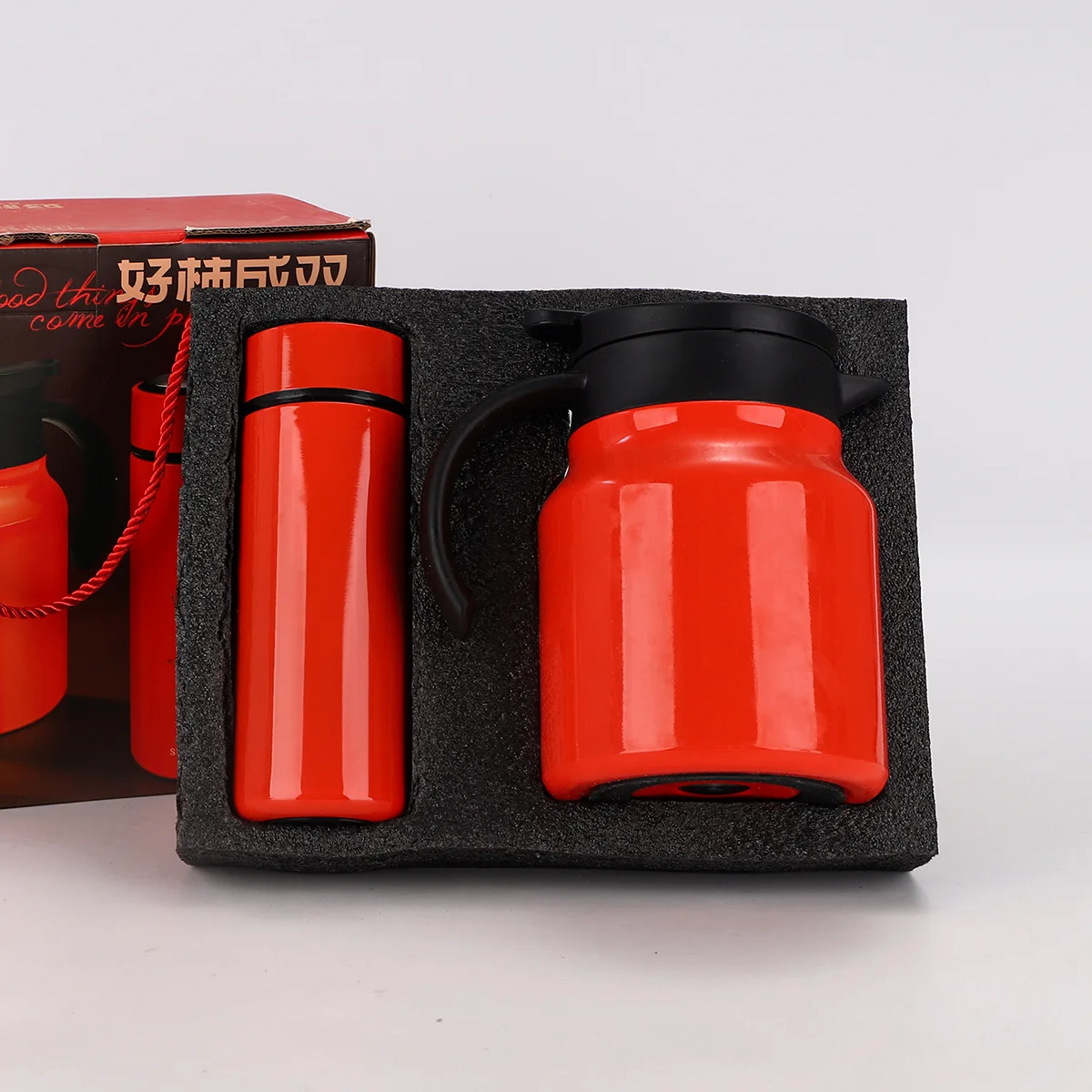 Stainless Steel Gift Set Stew Teapot Straight Cup Business Set Custom Logo Gift Thermos Cup Set