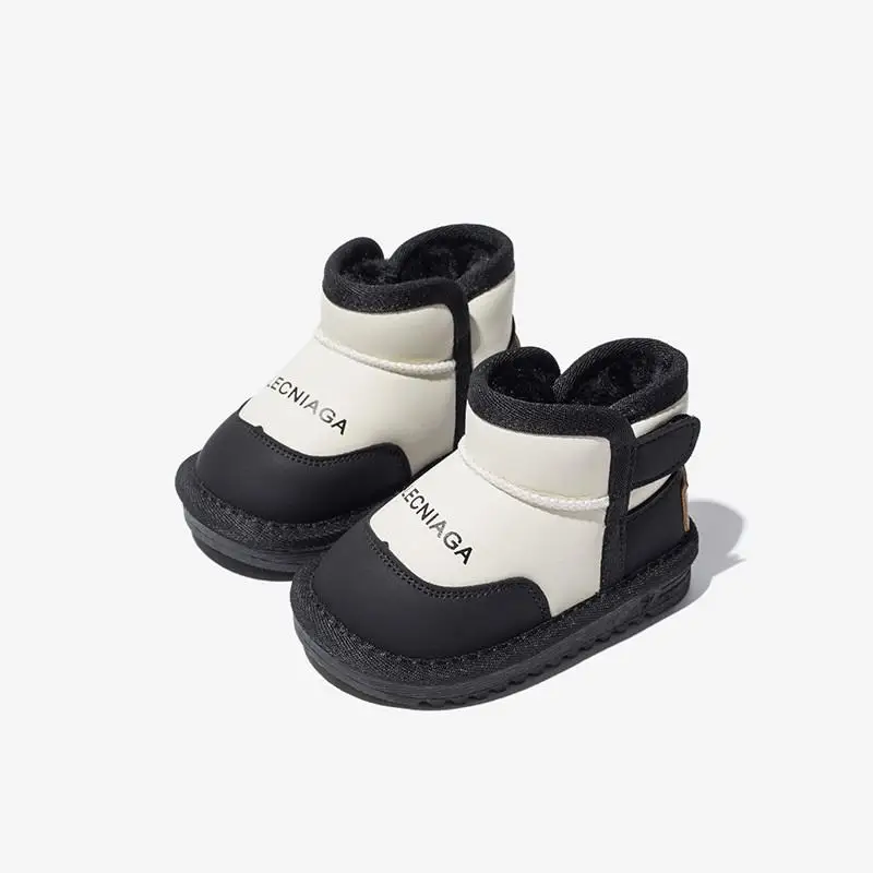 Wholesale New Fashion Kid Outdoor Warm Fur Anti-Skid Soft Microfiber Leather Snow Boots Plush Outdoor Shoes