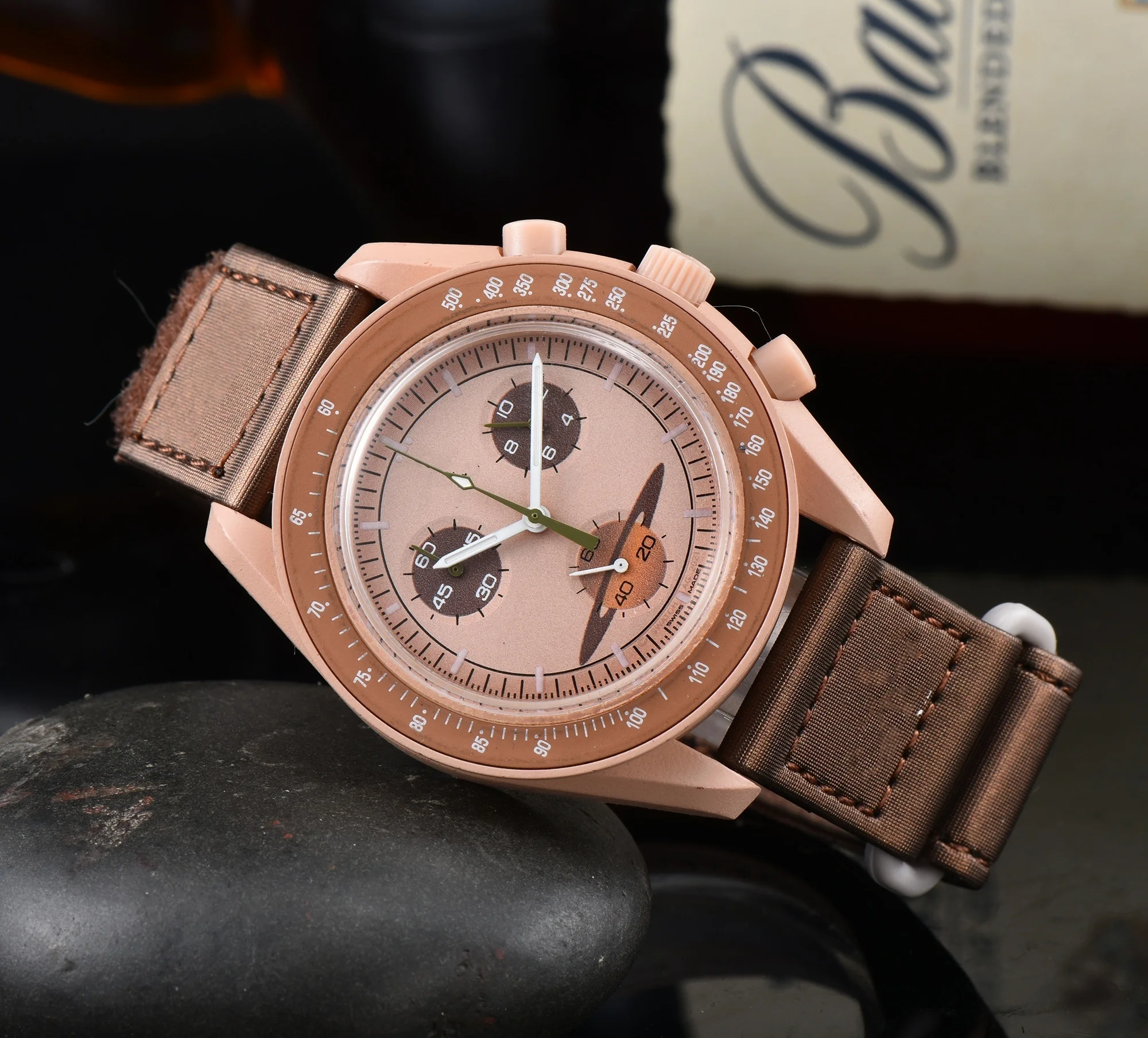 Reloj Hombre Relogio 40mm Dial Plastic Case Canvas Strap Explore Earth Sun Neptune Moon Watch Quartz Watches for Men Women Gift