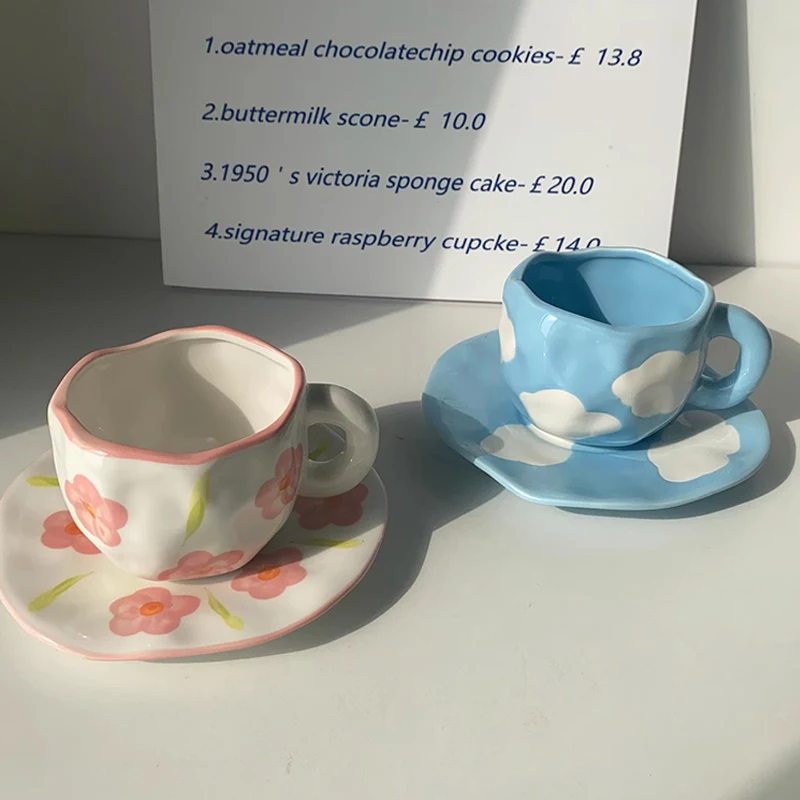 Nordic Style Ceramics Stoneware Cups Handmade Coffee Mugs Customized Clay Tea Cup And Saucer