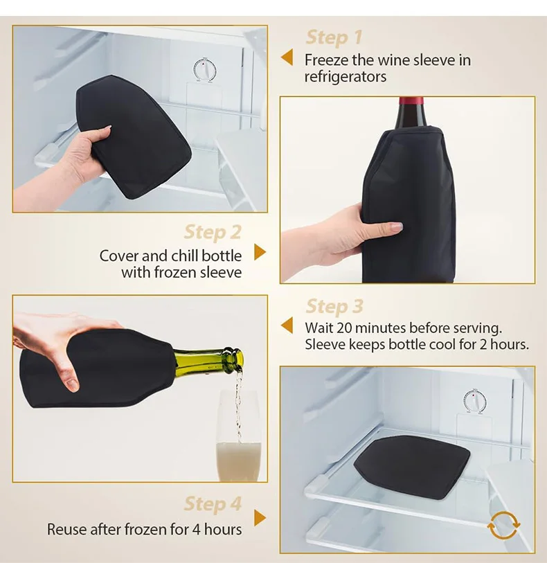 Wine Iced Bottle Bag Wrap Sleeve Fresh Keeping Gel Pack Neoprene Insulated Beer Bottle Holder Insulated Cooling Sleeve