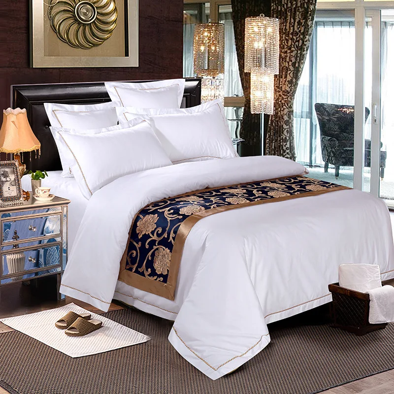 Professional Factory 100% cotton pure white bad sheet for hotels bedding sets collections