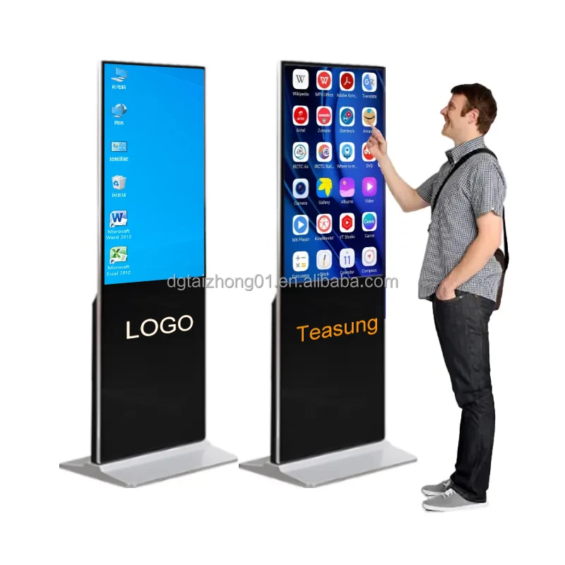 55 inch digital signage metal stand screen panel android &Windows interactive board portable touch monitor rental led display