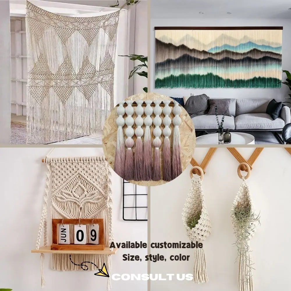 White Black Taupe Fiber Art Macrame Yarn Wrapped Ball Macrame Mural Modern Wall Hanging Macrame Wall Decor for Dining Room