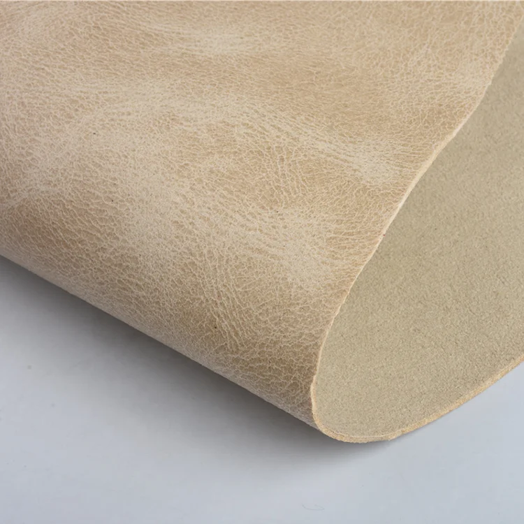 China Factory Pu Suede Faux Leather Two Tones Wax Feeling Fashionable Synthetic Leather