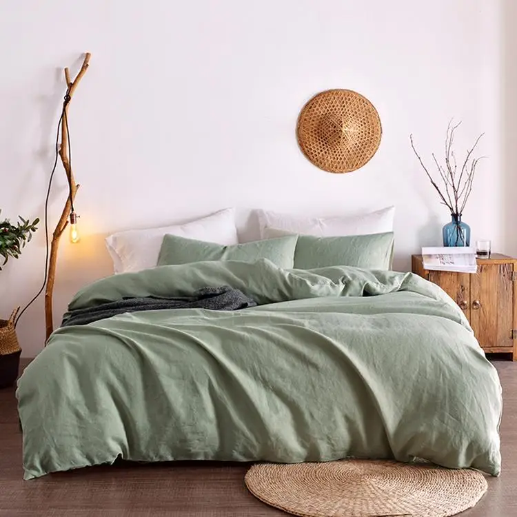 
 Soft Advanced Solid Color Luxury King Size 4 Piece Sheet Sets Bedding 100% Linen Bedsheet Luxury Bedding Sets  