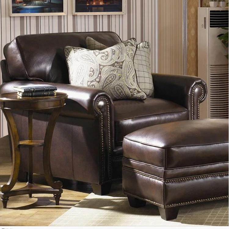 American European living room furniture Genuine Leather corner sofa with cushions loveseats 3 seater Nordic 3+2+1 bridgewate sof