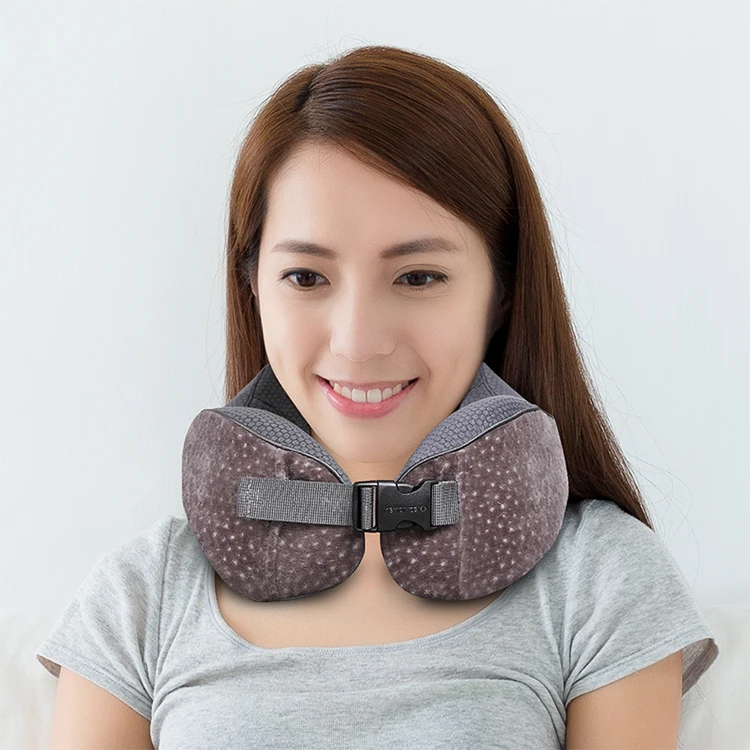 Дорожная подушка для поддержки шеи из плотного бархата с эффектом памяти для сна