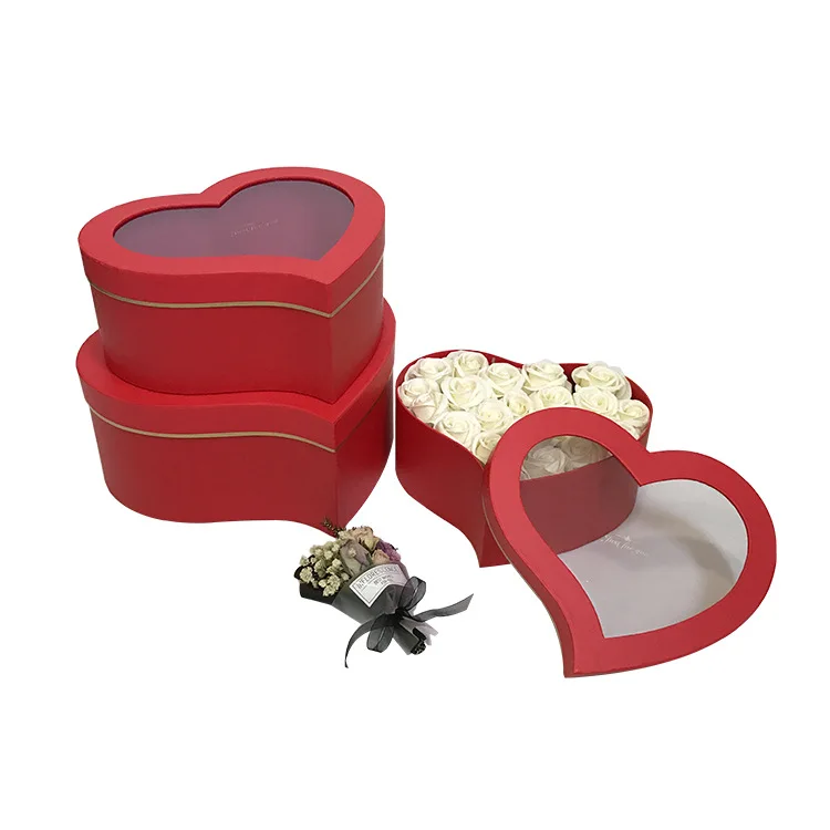 Chinese manufacturer heartshape flower box clear florist packaging supplies with window