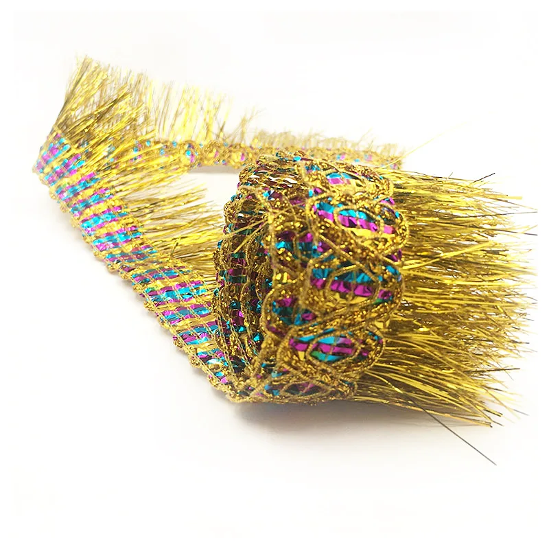 garment accessories new design metallic gold and silver bullion fringe wholesale gold trimming 5.5cm tassel lurex fringe lace
