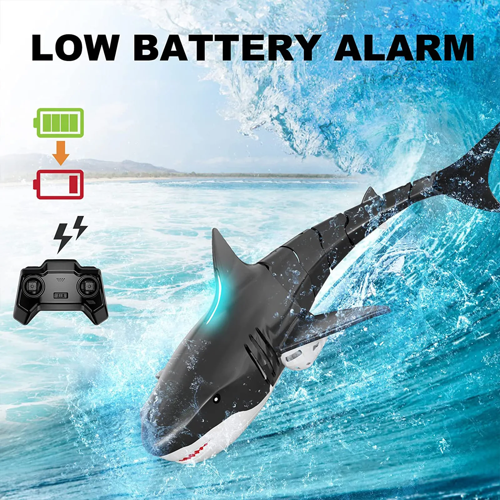 Sea Animal Water Toy Dinosaur Remote Control Shark Waterproof Electric Simulation Shark Boy Submarine Boat Model Toy