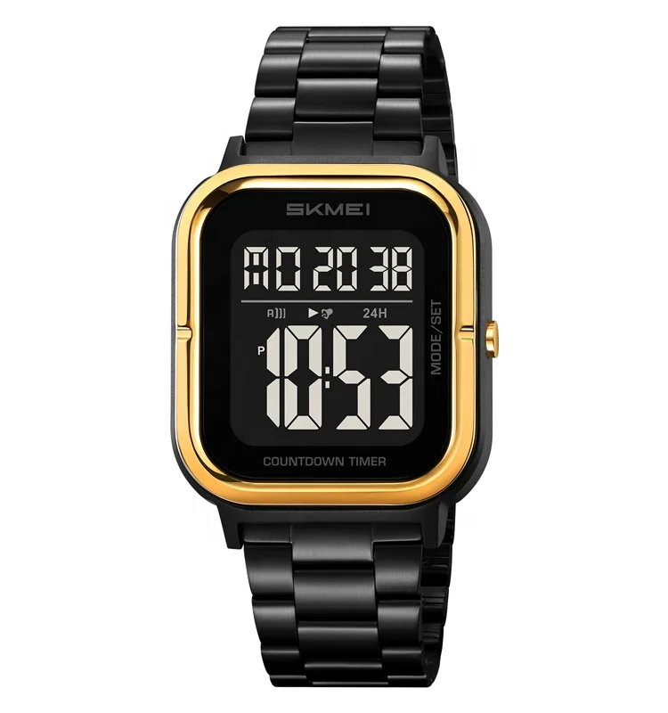 SKMEI New Model  Simple Digital Watch Wholesale Price Classic Stainless Steel MENS Square LED Outdoor Watch