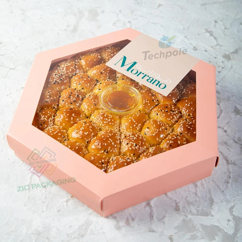 OEM Mooncake десертные бублики Beignets бумажные упаковочные коробки слоеное тесто чипсы хлебобулочные с окном