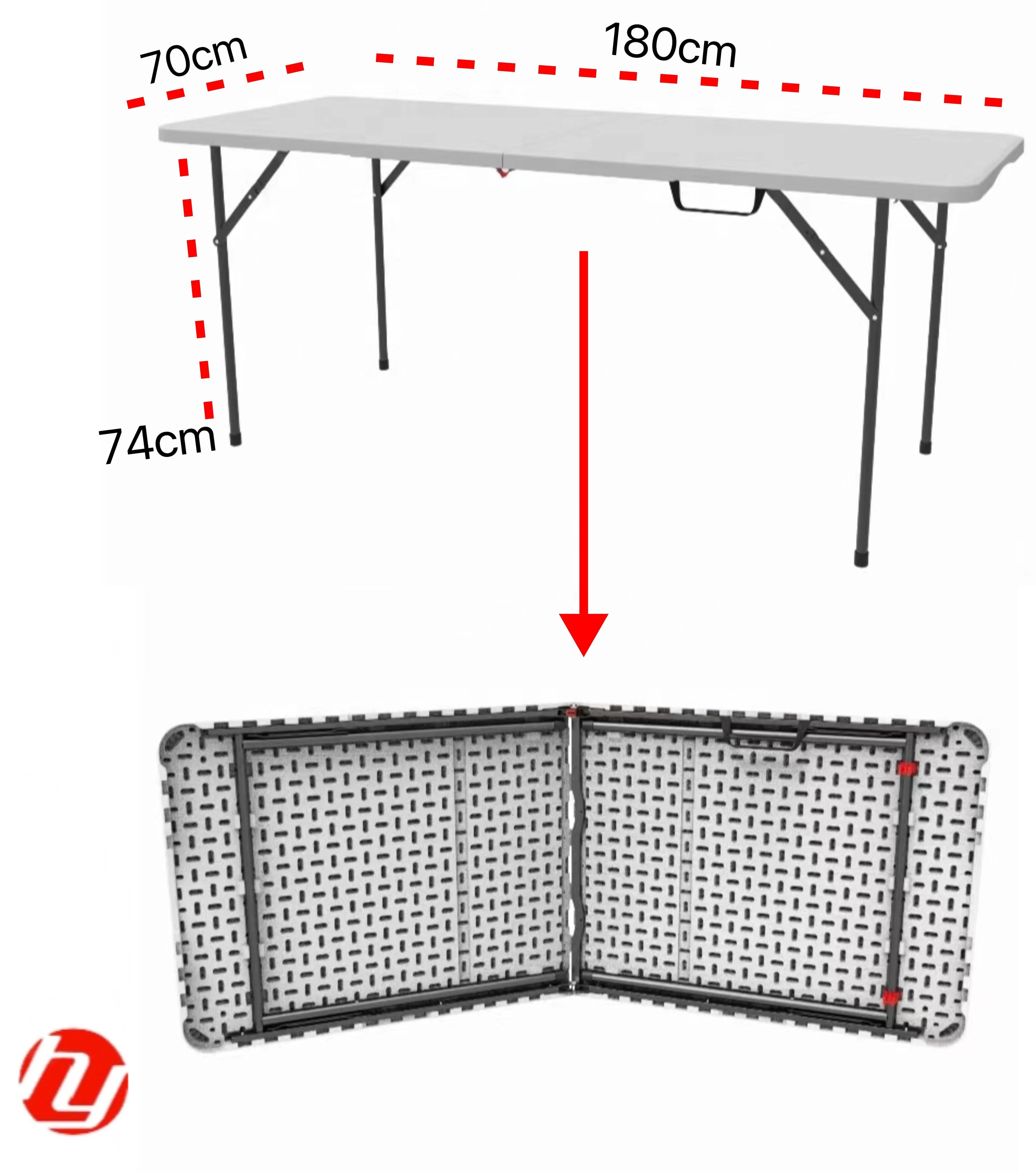 6ft HDPE Garden White Foldable Table Portable Camping Rectangle Half Plastic Picnic Outdoor Folding Tables Manufacturer