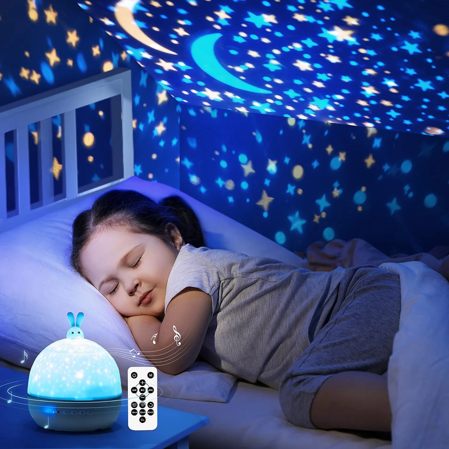 360 Rotating 7 Films Remote Timer Music baby kids wall star led night light projector for Bedroom Girls Gifts ceiling
