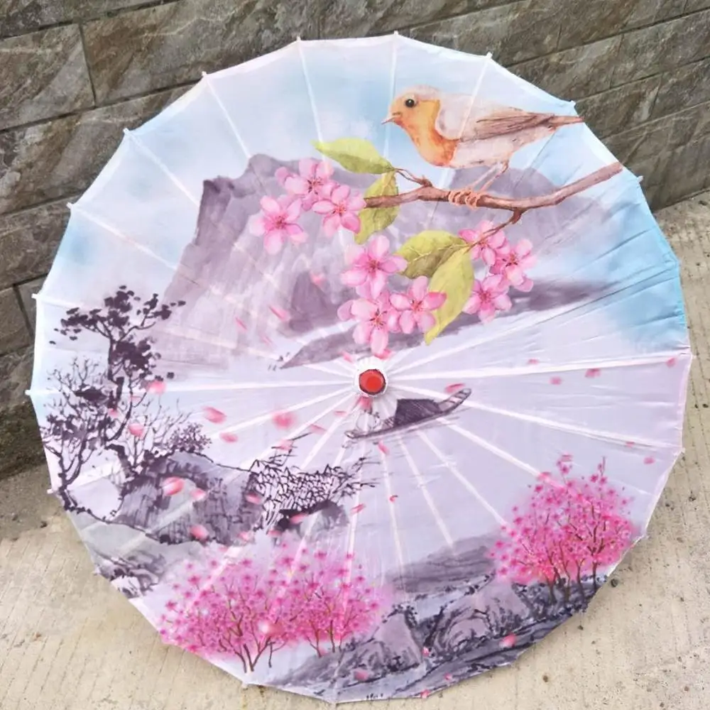 Japanese wedding favor gift silk wood umbrella custom Colorful oil paper umbrella flower straight bamboo frame oilpaper parasol
