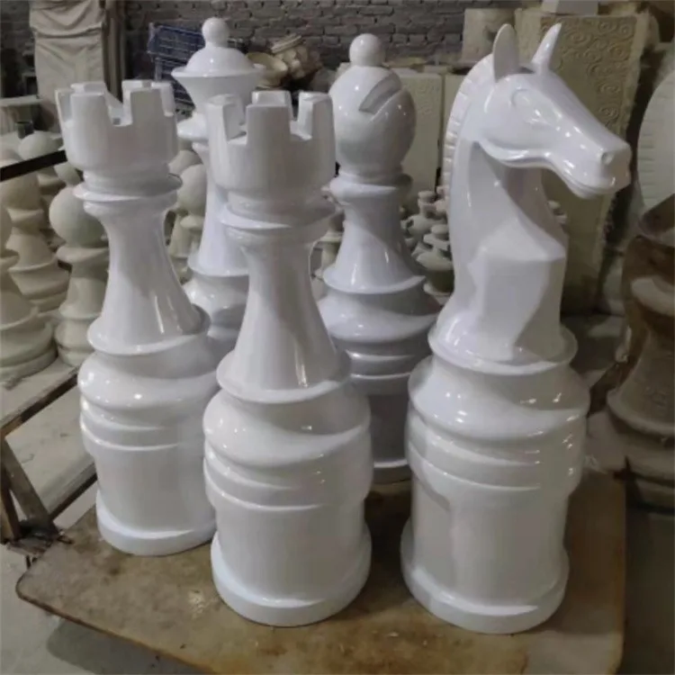 Yard Decor Large Hand Carved Marble fiberglass chess sculpture art chess statue For Sale