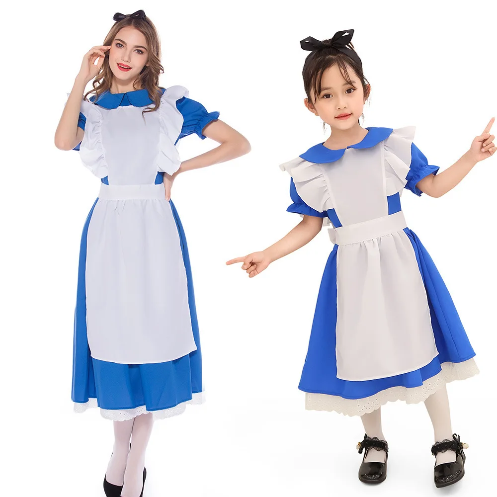 Новая одежда Alice Wonderland экспортируемая в Европу и Америку японская синяя Горничная Косплей Одежда для родителей детей
