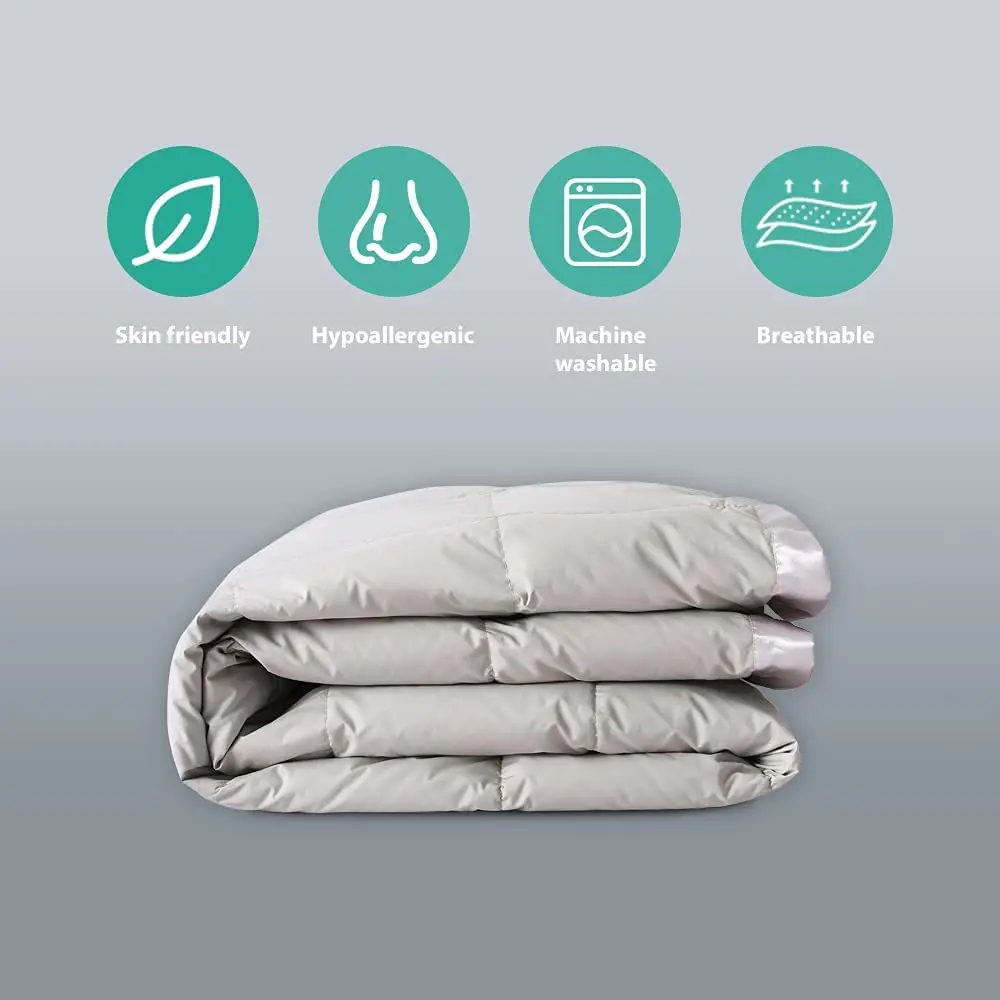 Extra Lightweight King Size Summer Cooling Goose Down Blanket with Ultra-Soft Breathable 750 Fill Power 17oz Thin Bed Quilt