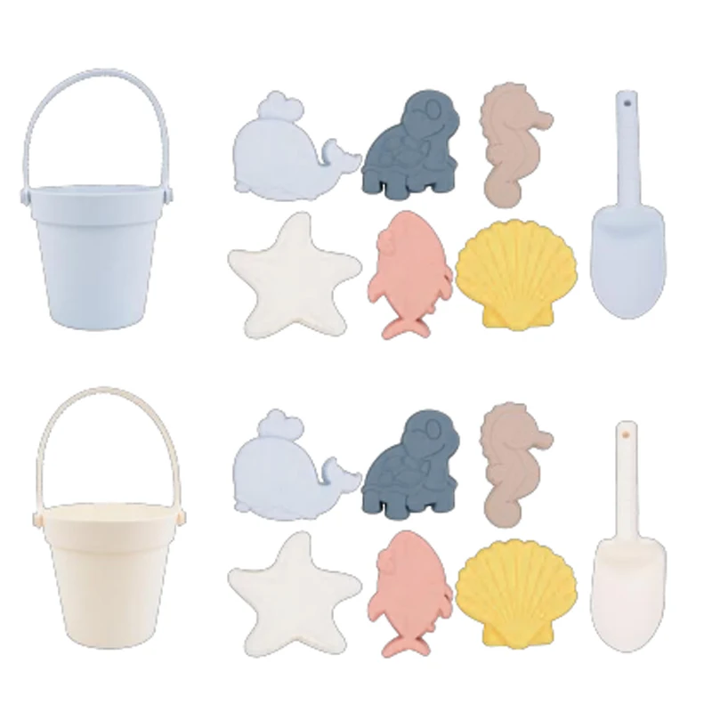 High quality silicone beach toys set sand bucket children silicone outdoor soft silicone sand toys for kids
