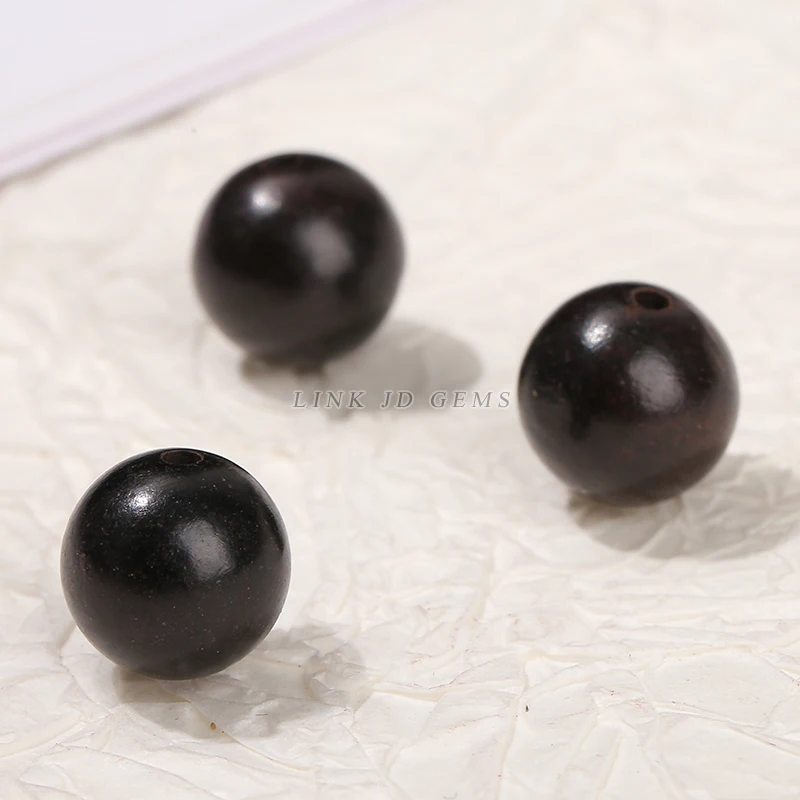 JD Wholesale  6 8 10 12 15mm Pick Size Round Charms Wooden Beads Natural Black Sandalwood Loose Beads for Jewelry Making