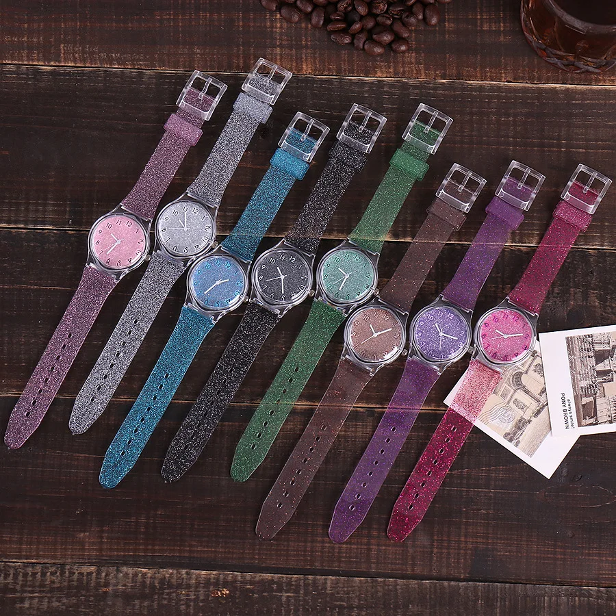 Factory Wholesale Cheap Promotional Women Watches Lovely Cute Jelly Silicone Transparent Plastic Children Watch Gift As Gift