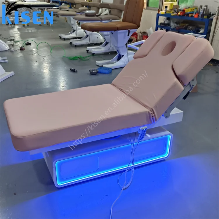 Kisen Hottest king size facial cosmetic beauty salon eyelash bed 3 motor automatic electric massage tables & bed for salon spa