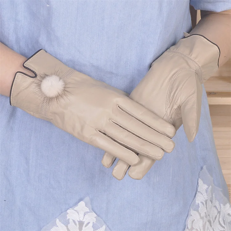Fashion ladies Winter Gloves Outdoor daily Women leather glove Genuine sheep skin Leather gloves