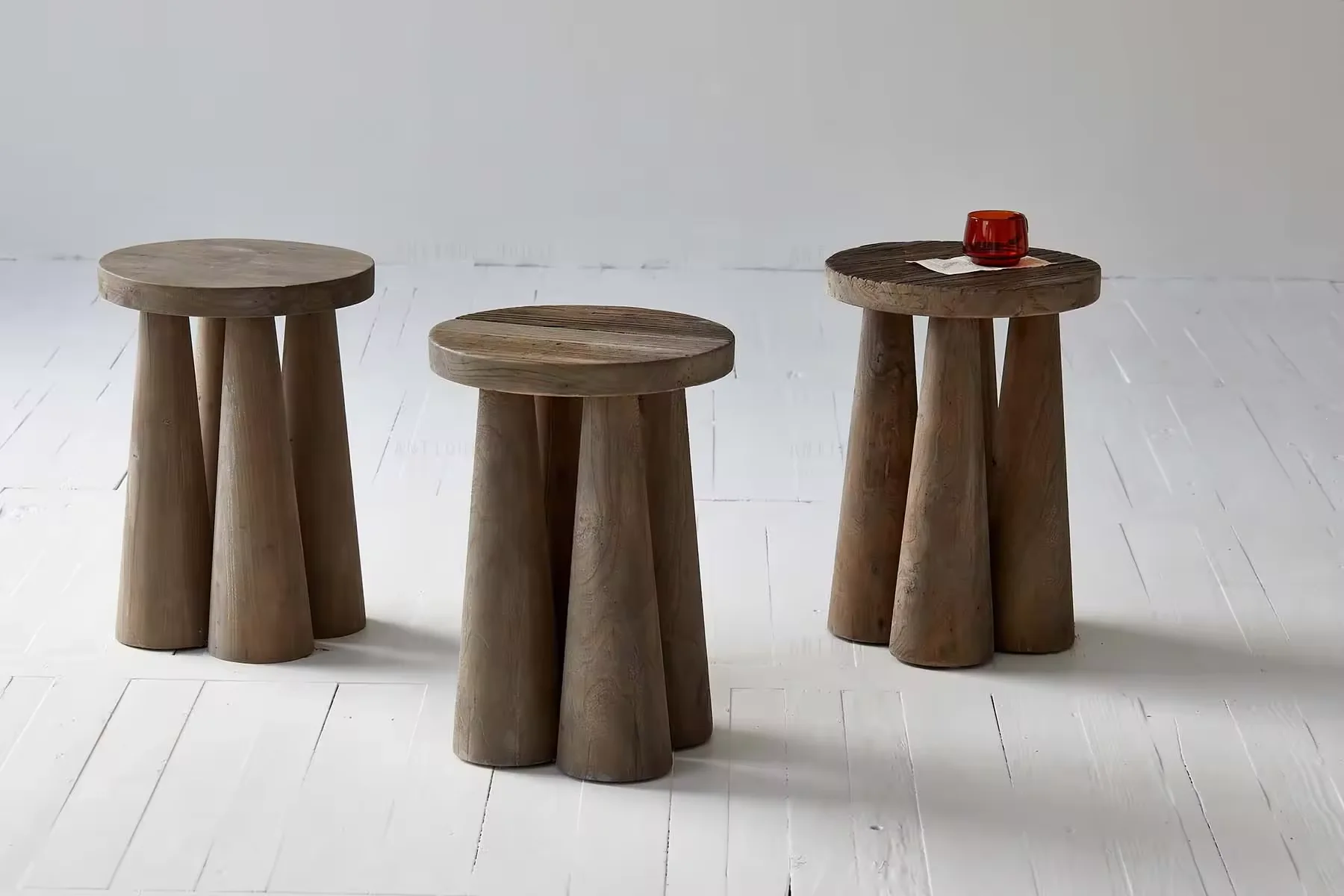Scandinavian Rustic Interior Living Room Furniture Antique Reclaimed Elm Made Bedroom Wooden stool