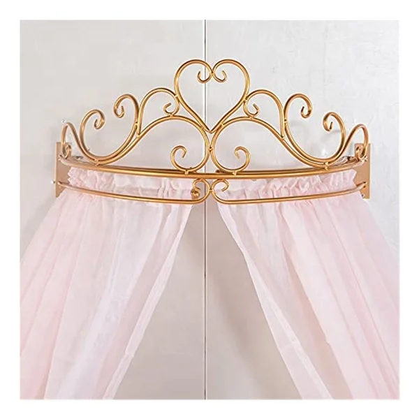 Classic Princess Bed Canopy Bracket for Girls Metal Crown for Mosquito Net Bed Curtain Drapery