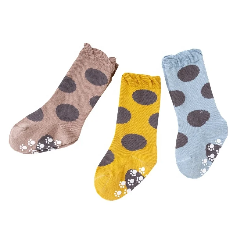 2021 new non slip organic cotton Lace baby girls boy knee high socks kids long kneepad sock for