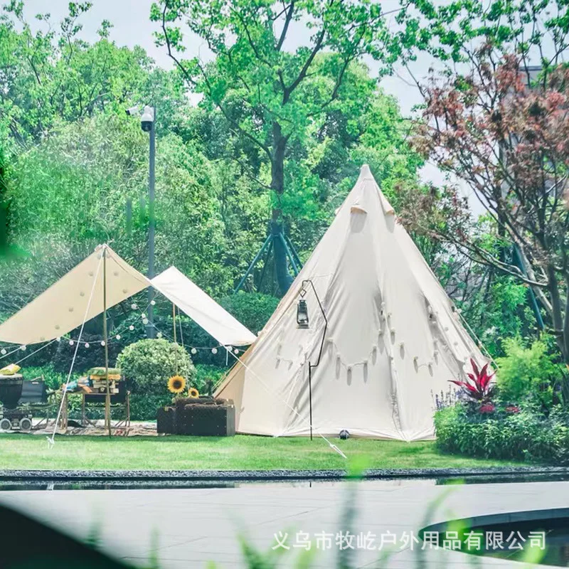 5M Outdoor Camping Cotton Canvas Teepee Tent For Events Indian Tipi Yurt Bell Tent