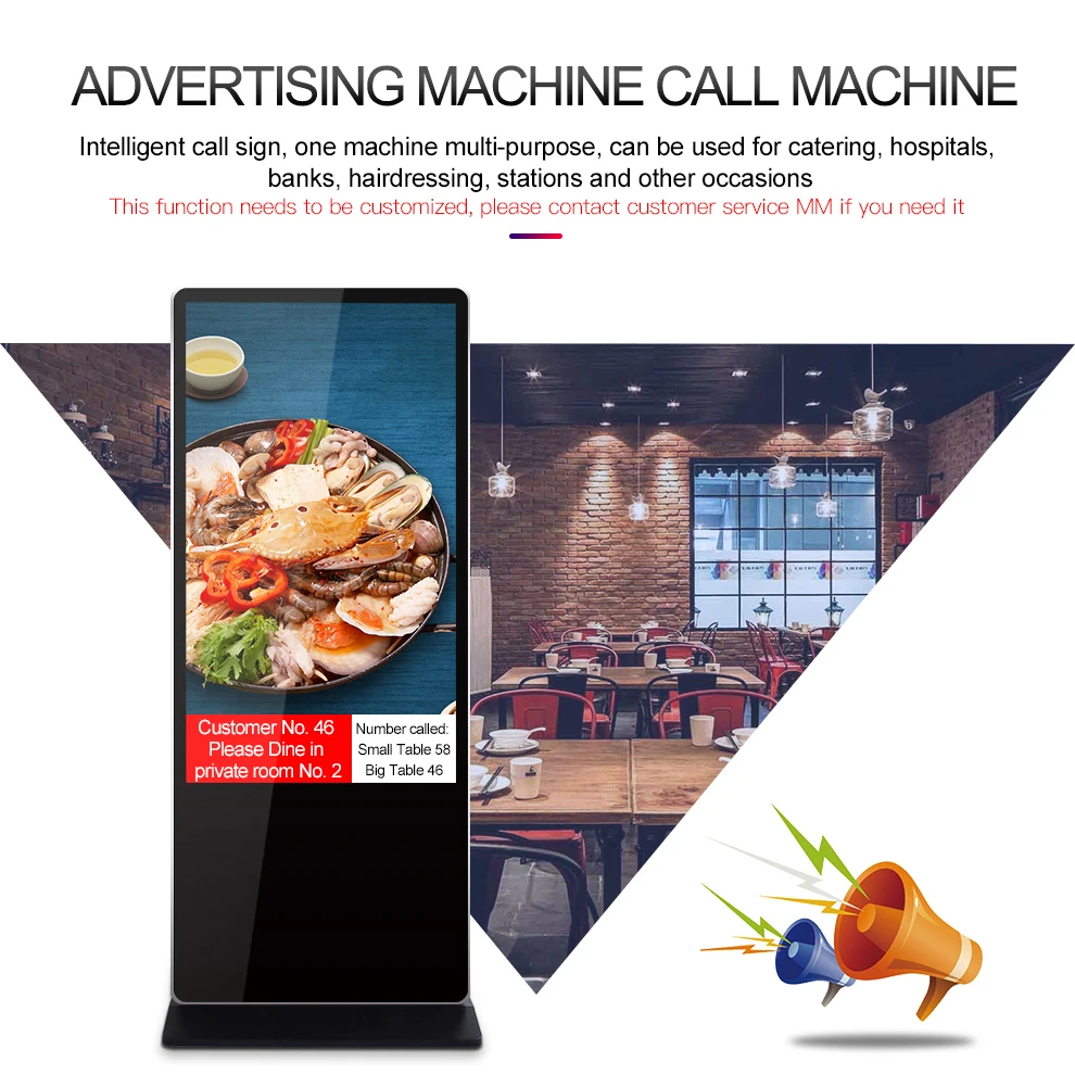 Factory Price Free Standing Wall Touch Screen LCD Digital Signage Kiosk 65/55 inch Indoor with Rfid Reader Quad Core Processor
