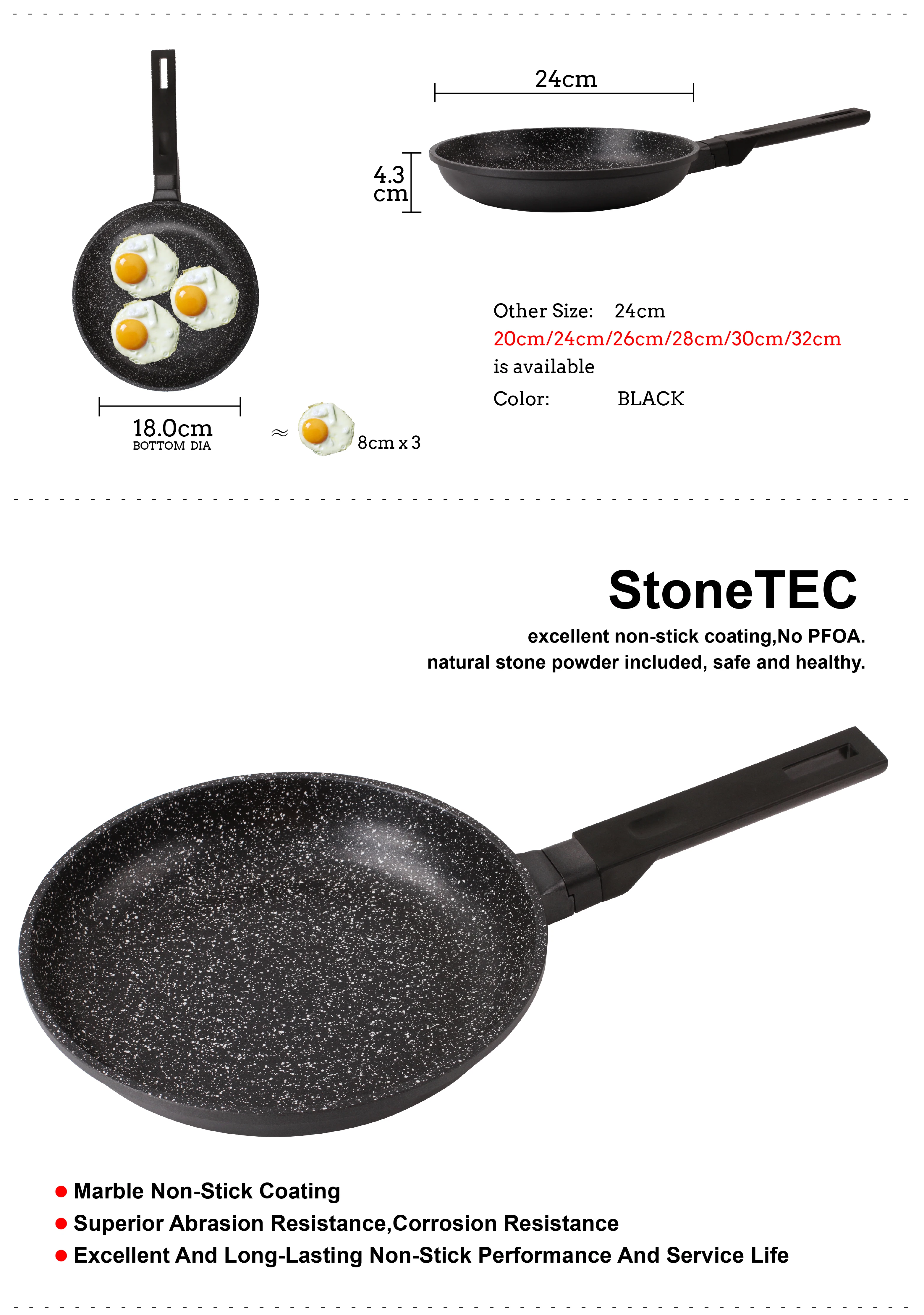 Die casting aluminum frypan non stick Induction marble coating frying pan