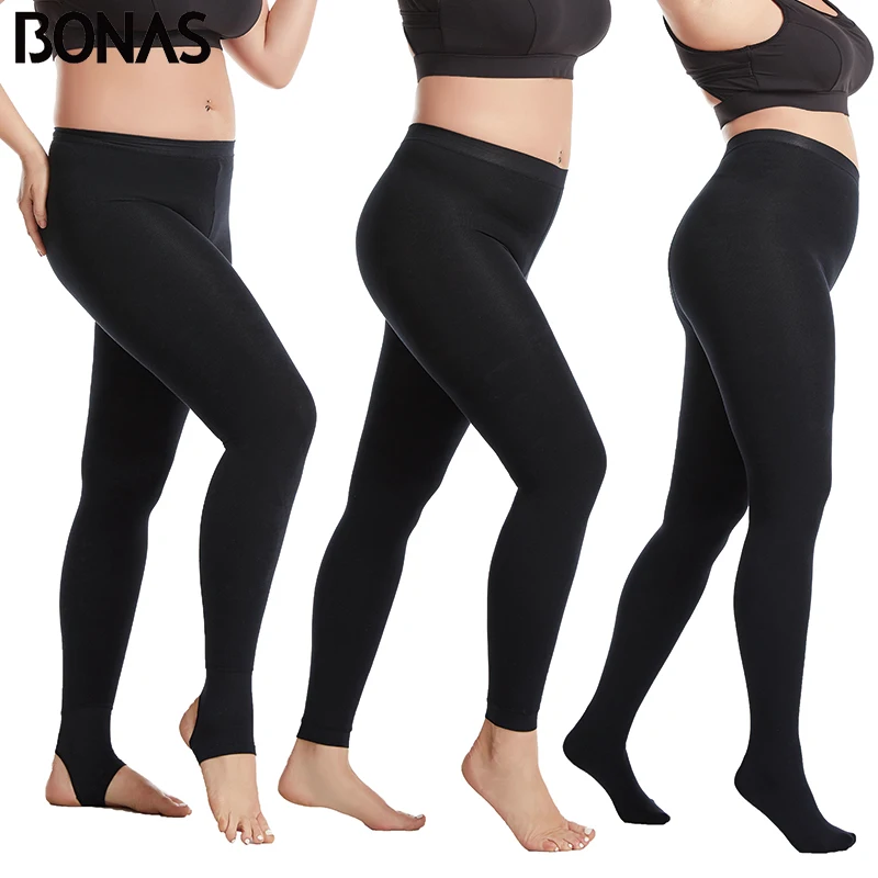 Bonas Widely Used Superior Quality Winter Warm Thermal Fleece Leggings Pantyhose with hole Sexy Womens Fleece Tights